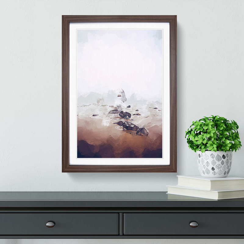 Rocks upon a Beach in San Francisco in Abstract - Picture Frame Graphic Art Print, Walnut, 76cm H x 50cm W x 2cm D