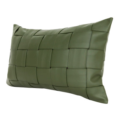 Plaid Faux Leather Pillow Cover