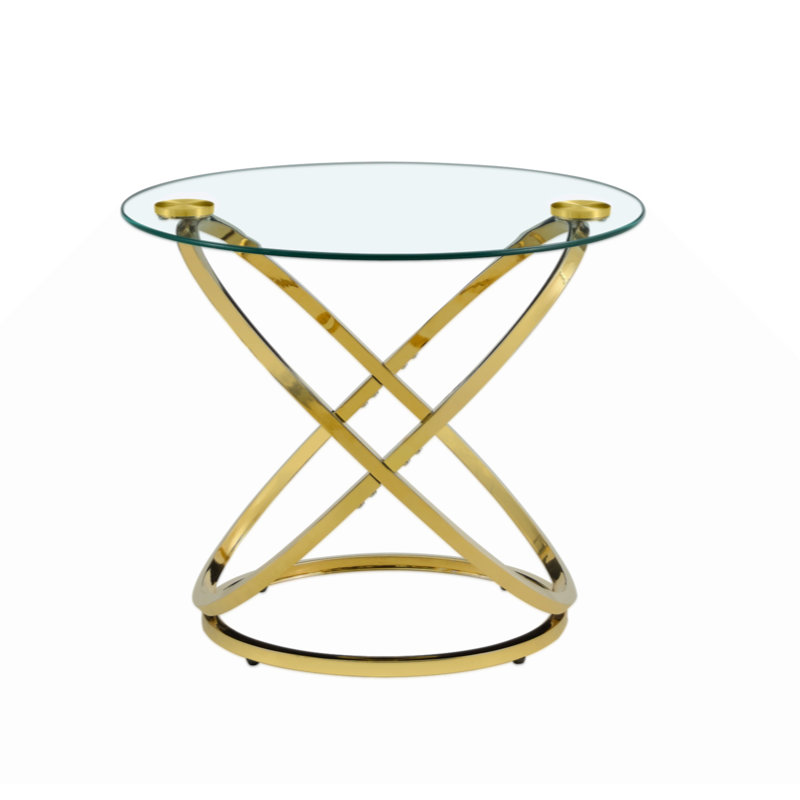 Dilay Glass Coffee Table, 19.15" H x 31.55" L x 31.55" W, Gold