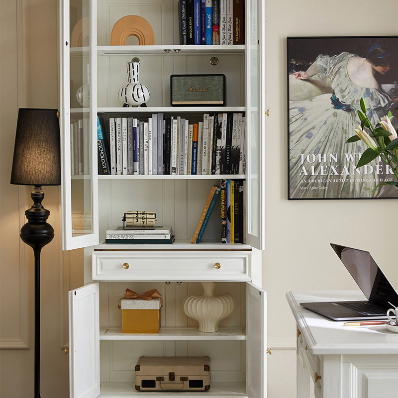 Bibliothèque luxueuse haut de gamme de style français, H 83,46 po x l 36,02 po x P 14,96 po