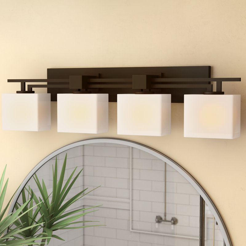 Casson 4 - Light Dimmable Vanity Light, Brushed Nickel, Opal
