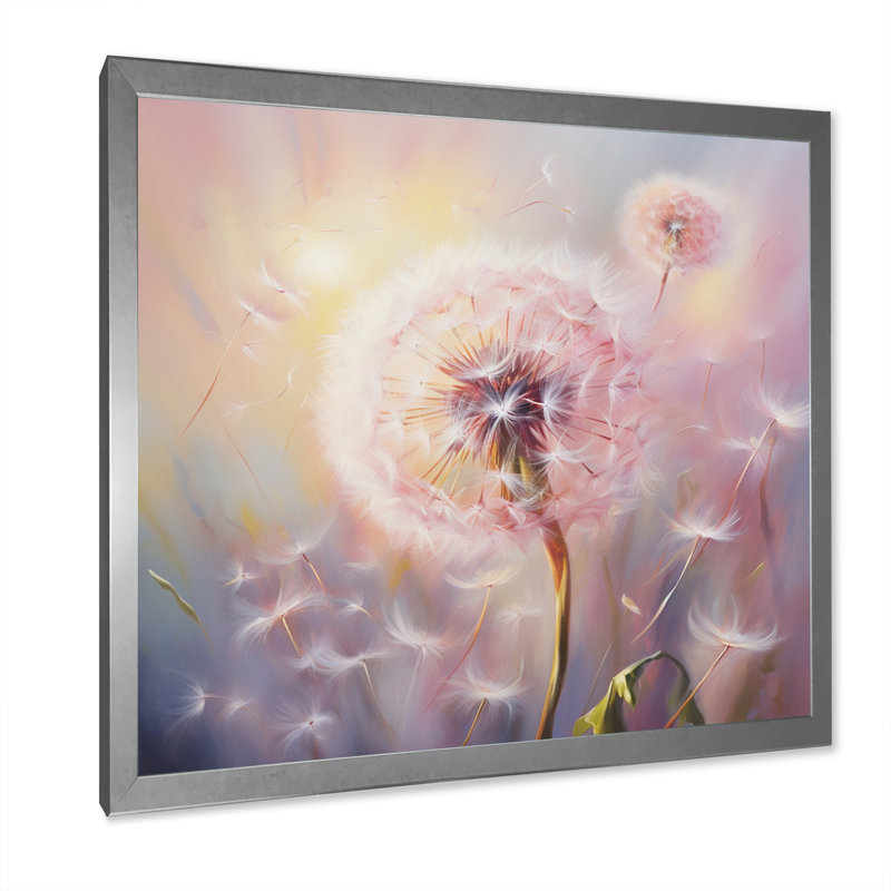 " Purple Dandelion Romantic Impression I ", Silver Single Picture Framed, 16" H x 16" W x 1" D