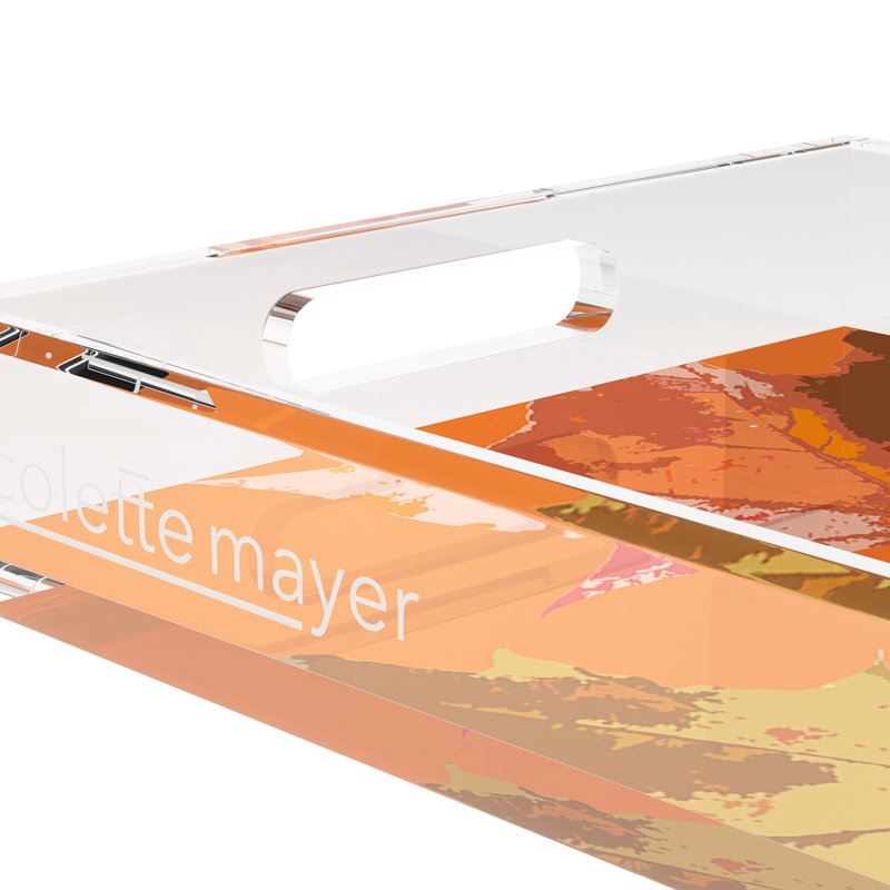 Plateau décoratif rectangulaire feuilles d'automne en acrylique, L 12,5 po x P 7,75 po x H 2 po