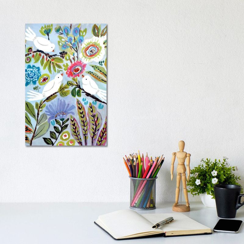 Bird Love I by Karen Fields - Wrapped Canvas Painting, 30.48cm H x 20.32cm W x 1.91cm D