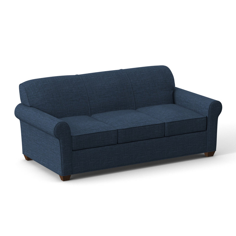 Finn 83" Rolled Arm Sofa Bed with Reversible Cushions, Montana Walnut, Hybrid, Archetype Admiral