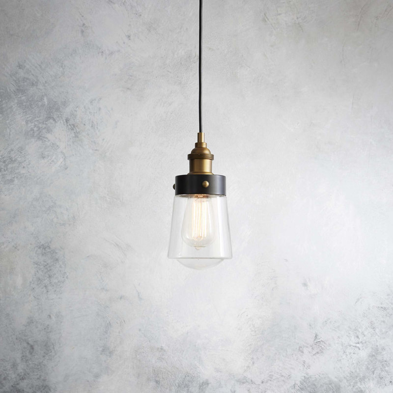 Mini-luminaire suspendu 1 lumière Savoy House Macauley en noir rétro avec laiton chaud