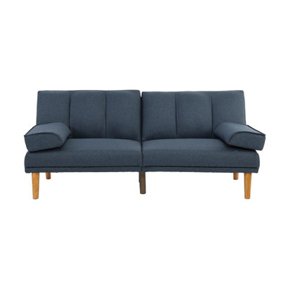 Navy Color Polyfiber 2Pc Sectional Sofa Set Living Room Furniture Solid Wood Legs Plush Couch Adjustable Sofa Chaise