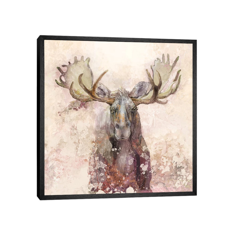 Moose 1 Piece Painting on Canvas, 45.72cm H x 45.72cm W x 3.81cm D, Black Floater Framed
