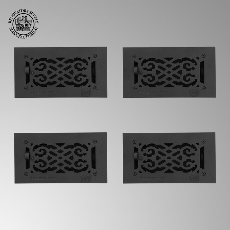 Évent de plancher thermovictorian en aluminium noir 5,5 po x 10 po