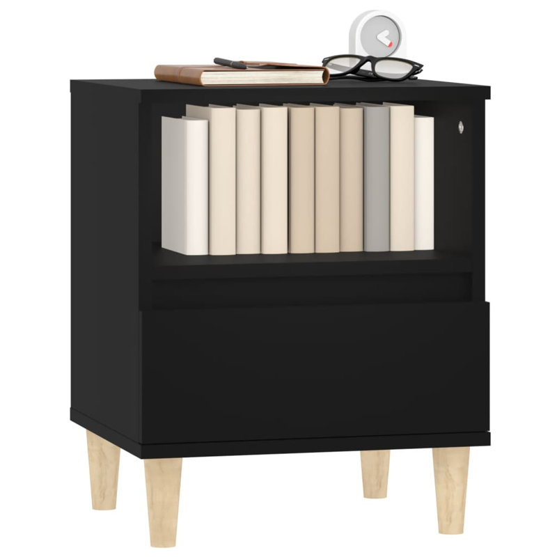 Jaiman 40cm W Bedside Table, Black, Individual