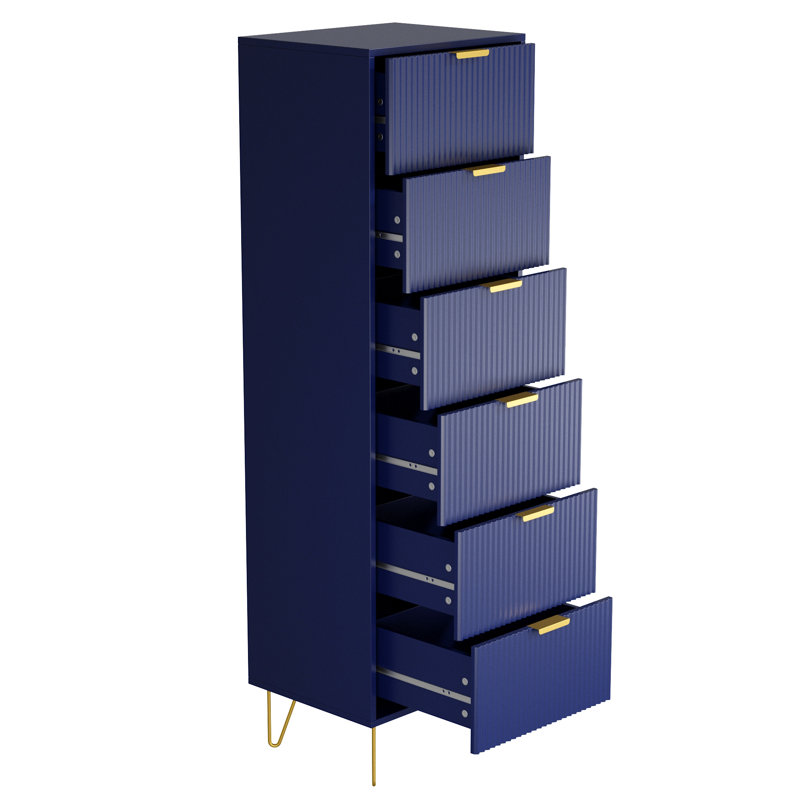 Commode 6 tiroirs Scannell, Bleu