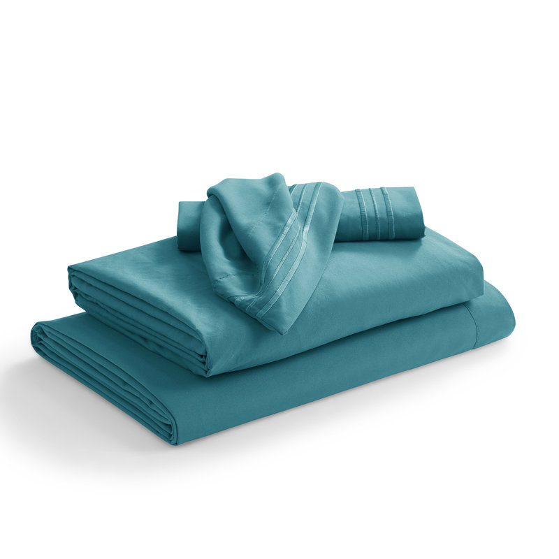  Ensemble de draps hypoallergéniques à double brossage 1800 Series, Ensemble de draps divisés très grand lit avec 2 