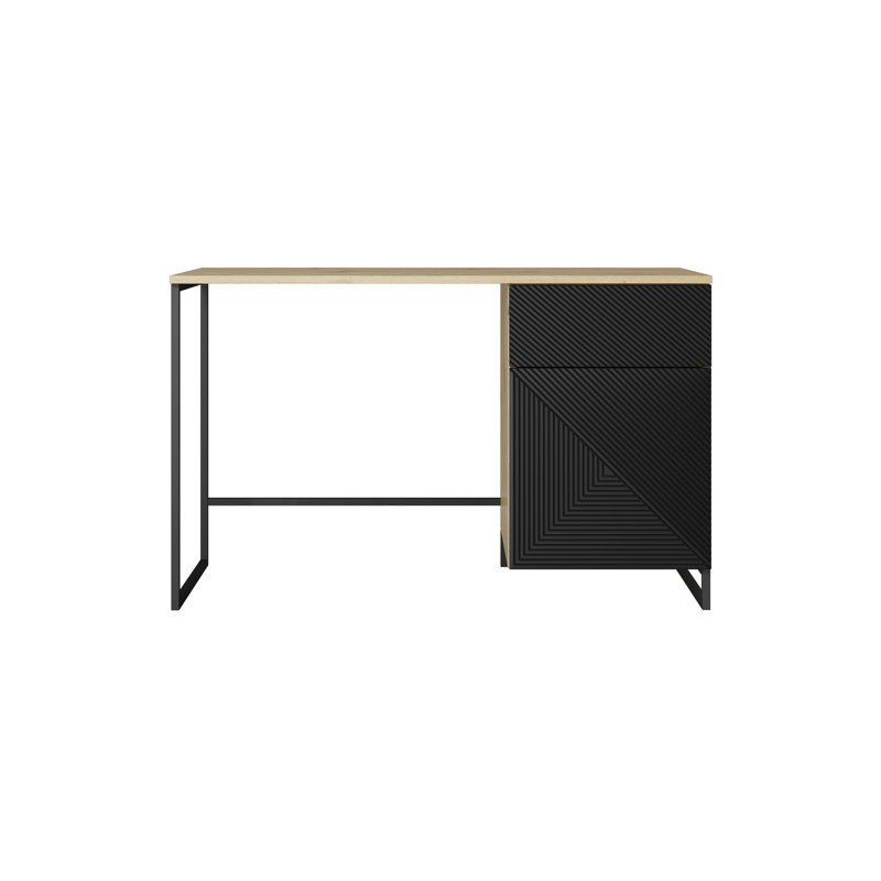 Almitra Metal Base Computer Desk, Black/Brown