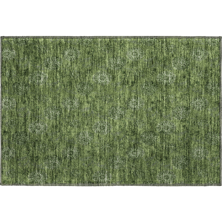 Tapis olive Prisco lavable à la machine de qualité supérieure
