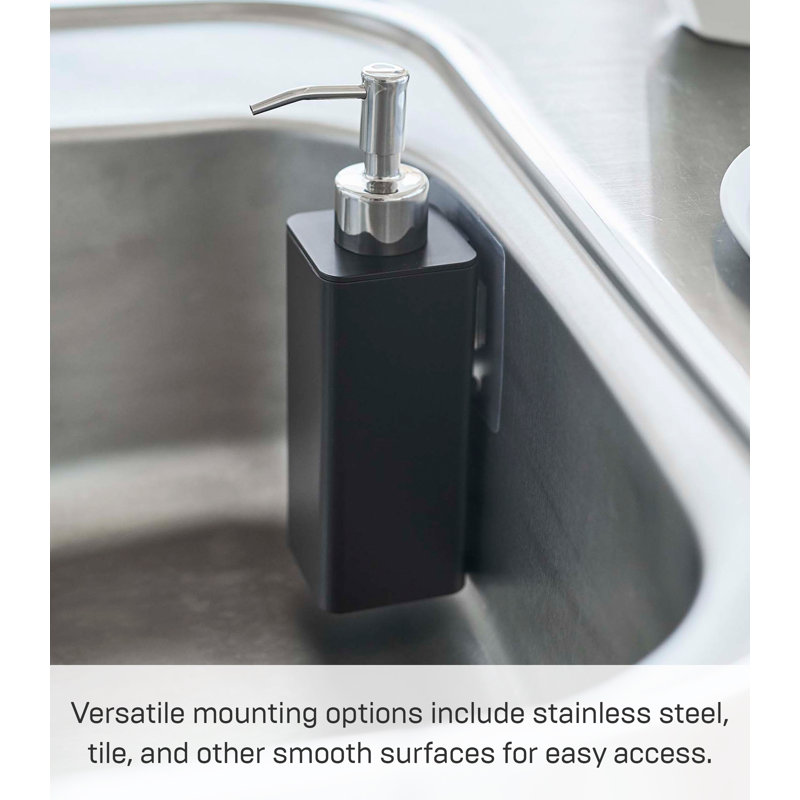 Black Adhesive Wall-Mounted Soap Dispenser with Stainless Steel Pump