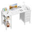 Bureau rectangulaire avec tiroirs et tablettes de rangement-387207040-388917962