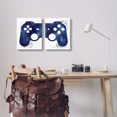  Ensemble de 2 toiles murales bleues modernes par Kim Allen