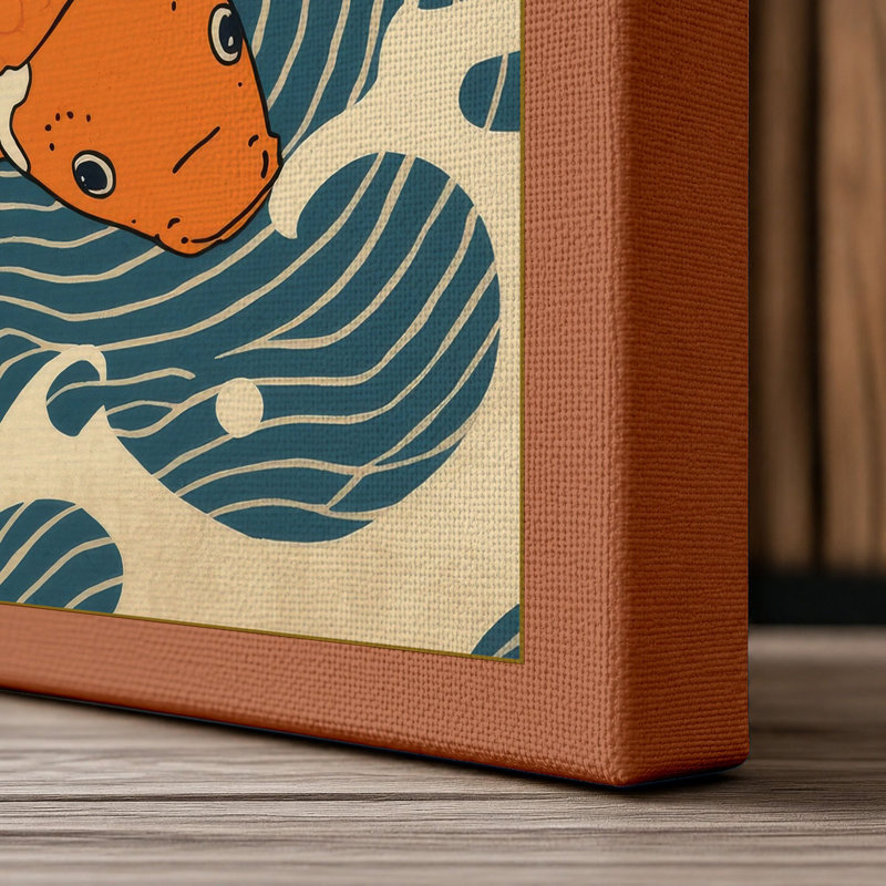 Koi in Motion Japandi - Wrapped Canvas, 36x24 - 91.4 x 61.0 cm, Terracotta Border