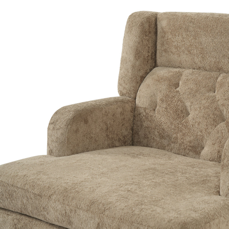 Fauteuil d'appoint rembourré avec pieds en bois d'hévéa Corrine, Brown