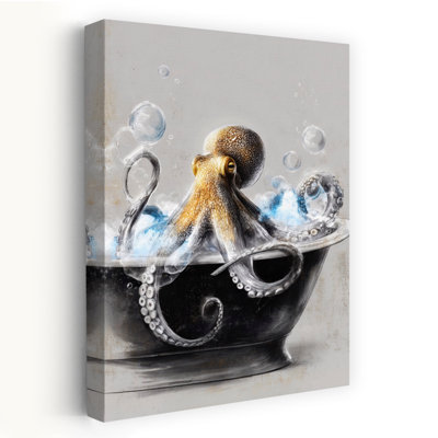 Octopus In Bathtube 4, art mural contemporain