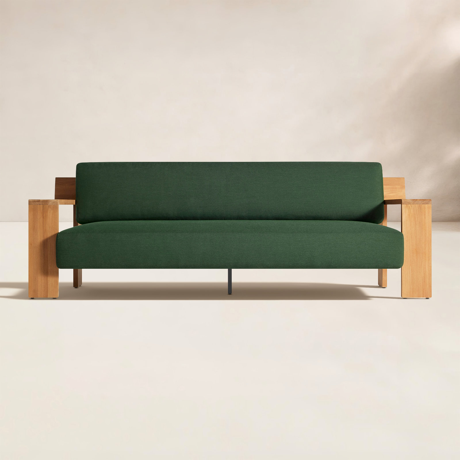 Ridge 92" Teak Patio Sofa, Sunbrella Ivy