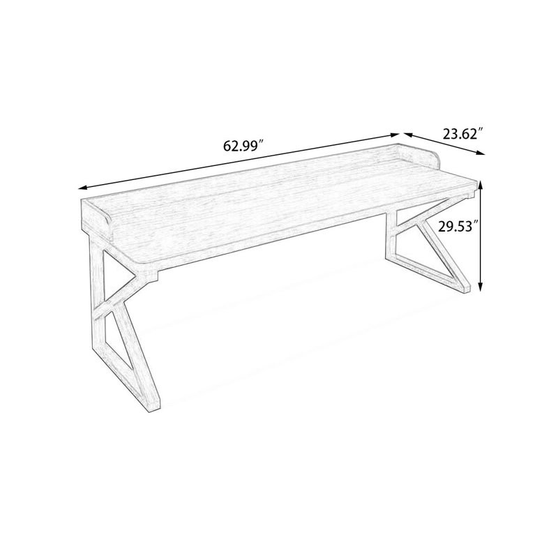 Tan Rectangular Solid Wood desk, 29.53" H x 62.99" W x 23.62" D