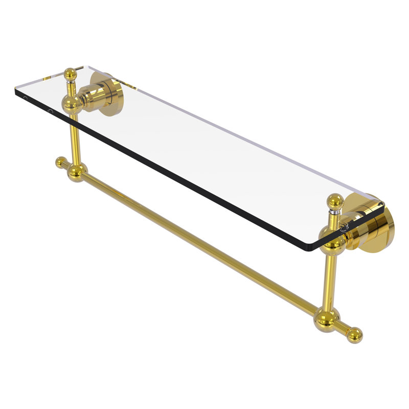 Lera Bracket Shelf with Towel Bar, 22" W x 4" H, Polished Brass