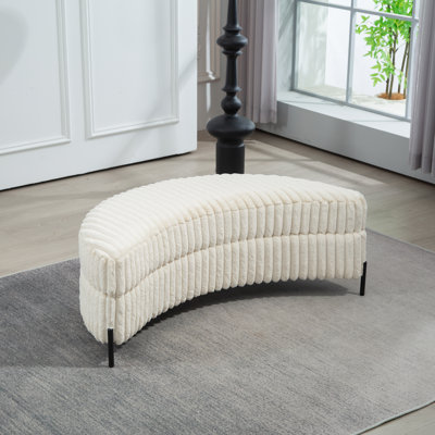 Upholstered Half Crescent Moon Storage Bench Large Ottoman by Latitude Run