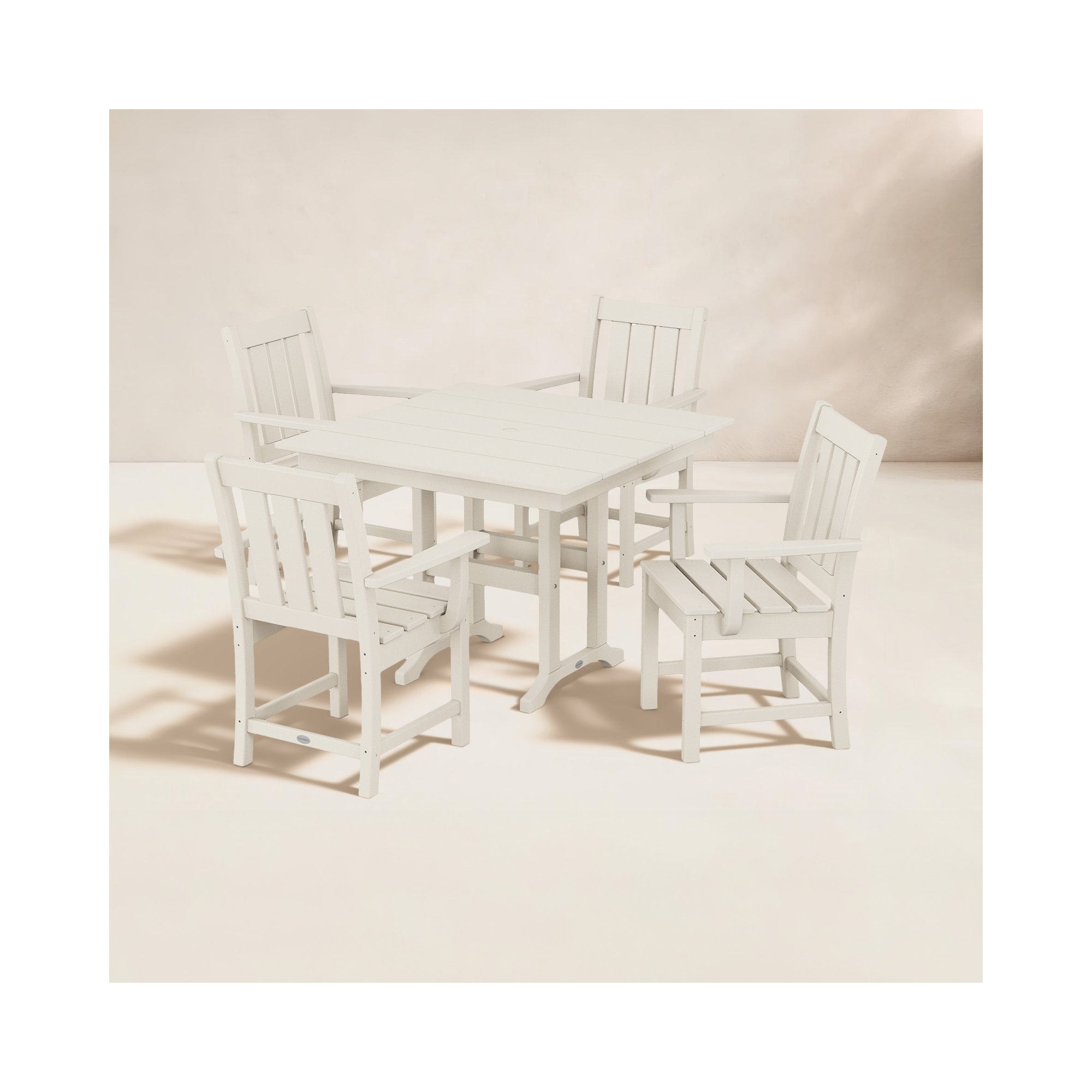 Oxford 5-Piece Farmhouse Dining Set, Sand