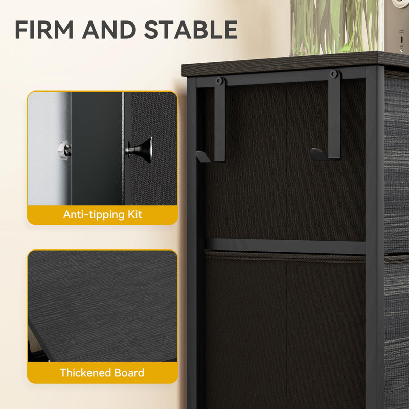 5 Drawer Storage Drawer, Black