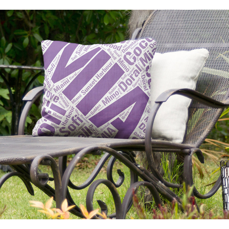 Coussin intérieur / extérieur Miami, H 16 po x l 16 po, Mauve, Oui