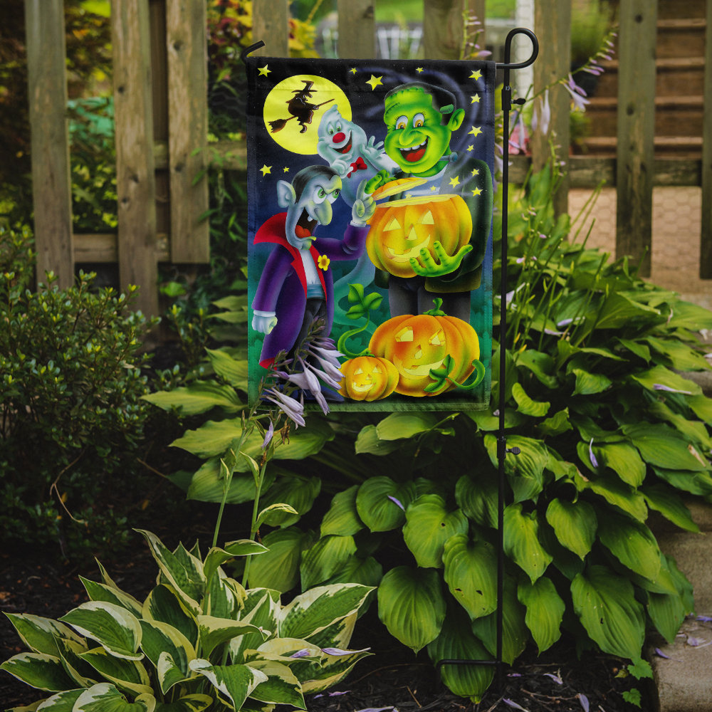 Dorte Halloween with Dracula and Frankenstein 2-Sided Garden Flag The Holiday Aisle® 