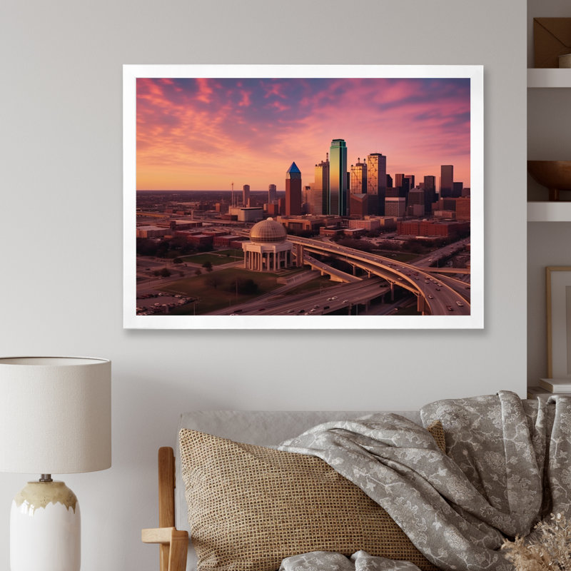 Dallas Perspectives I - Dallas, art mural, Cadre photo blanc, H 12 po x l 20 po x P 1 po