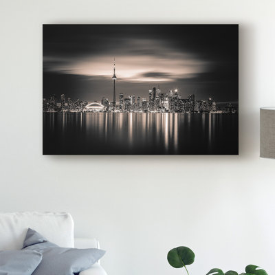 Wrapped Canvas Wall Art - Yoann 'Toronto Cityscape' Wall Art for Living Room, Bedroom, or Office Décor - 16x24