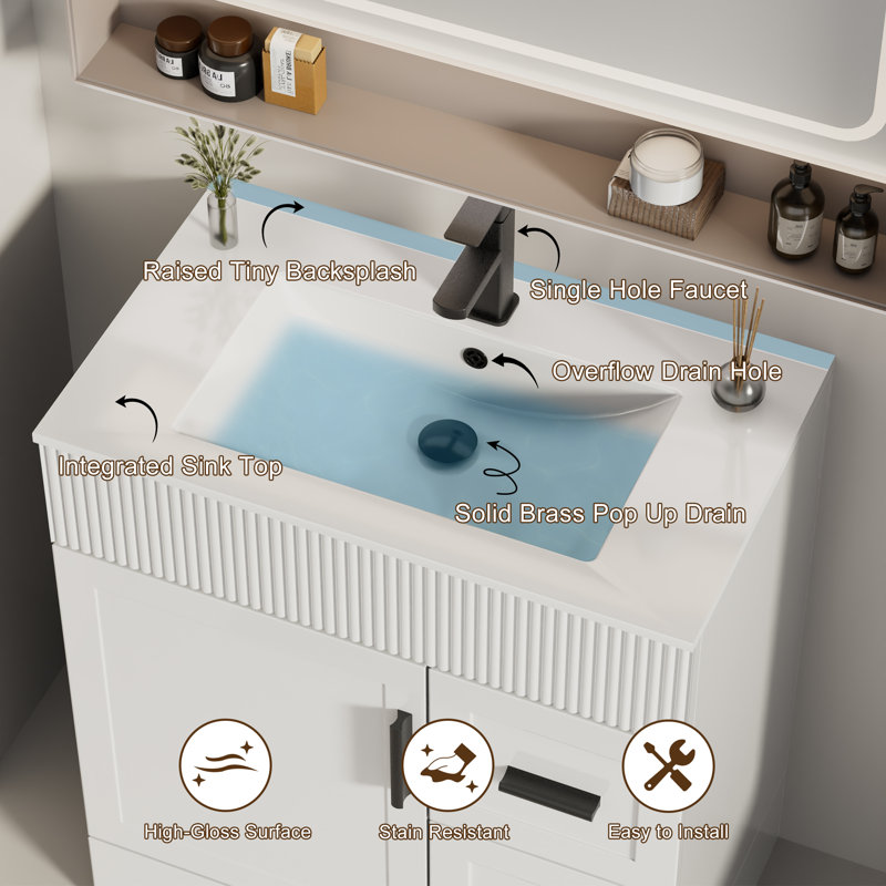Ensemble de meuble-lavabo simple l 30 po Breonica, Blanc