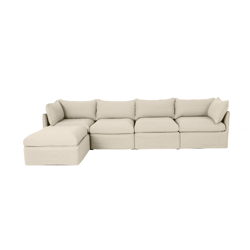 Living Source International 5 Piece Sofa With Milk Cushion