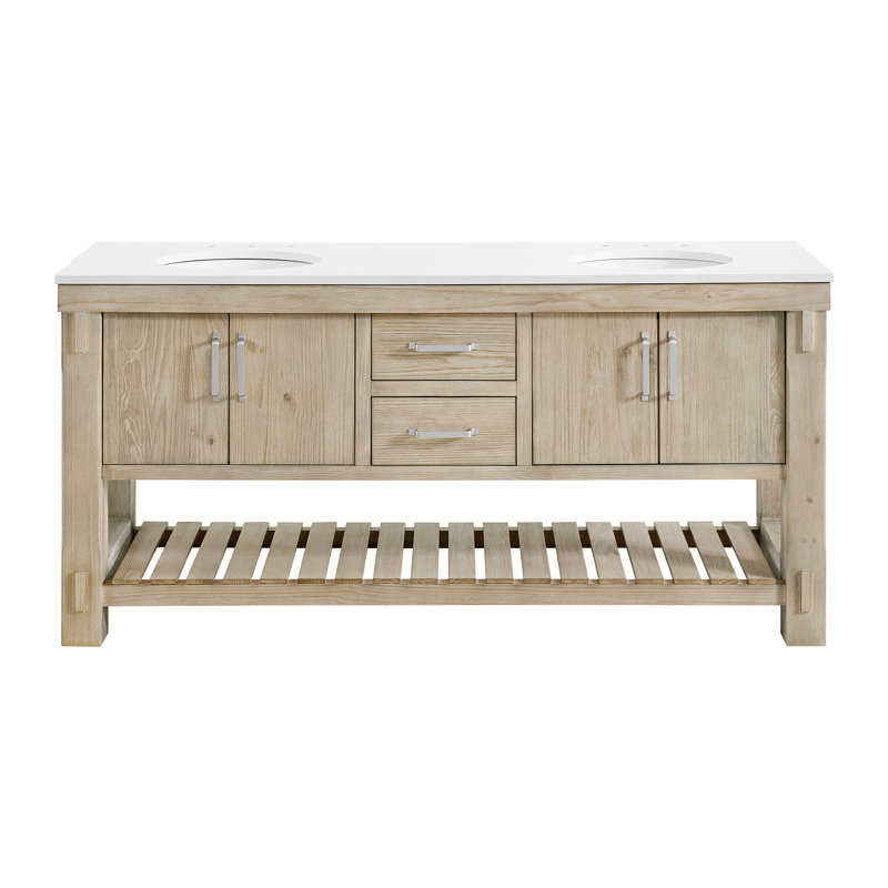 72" Double Bathroom Vanity In Washed Pine