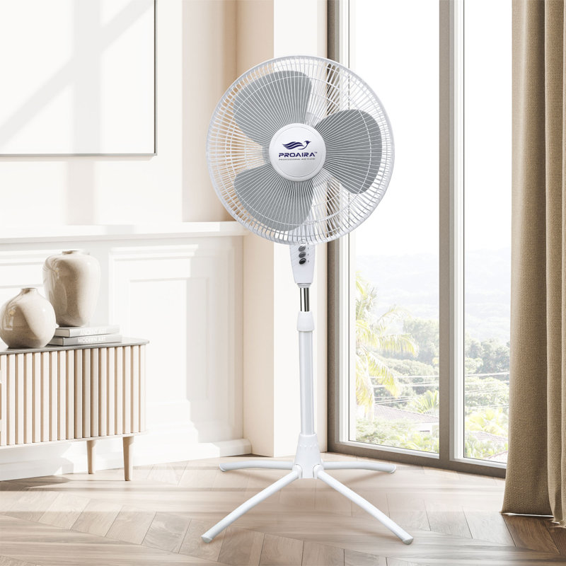 Proaira 18" Oscillating Pedestal Fan, White