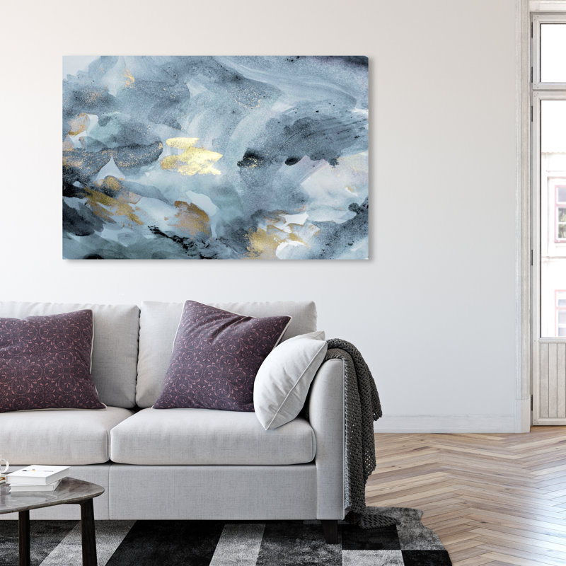 Bleu améthyste transporté - Peinture, H 36 po x l 54 po, Toile tendue