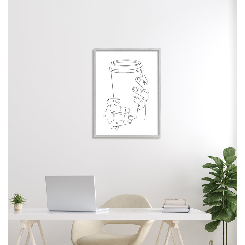 " Cold Hands Holding Cup ", 30" H x 24" W, Farmhouse Gray Framed Giclee