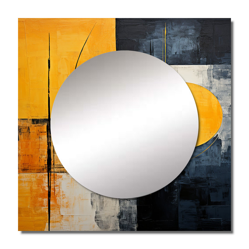 Formes abstraites citronnelles - formes abstraites, art mural miroir de salon, 36 po x 36 po
