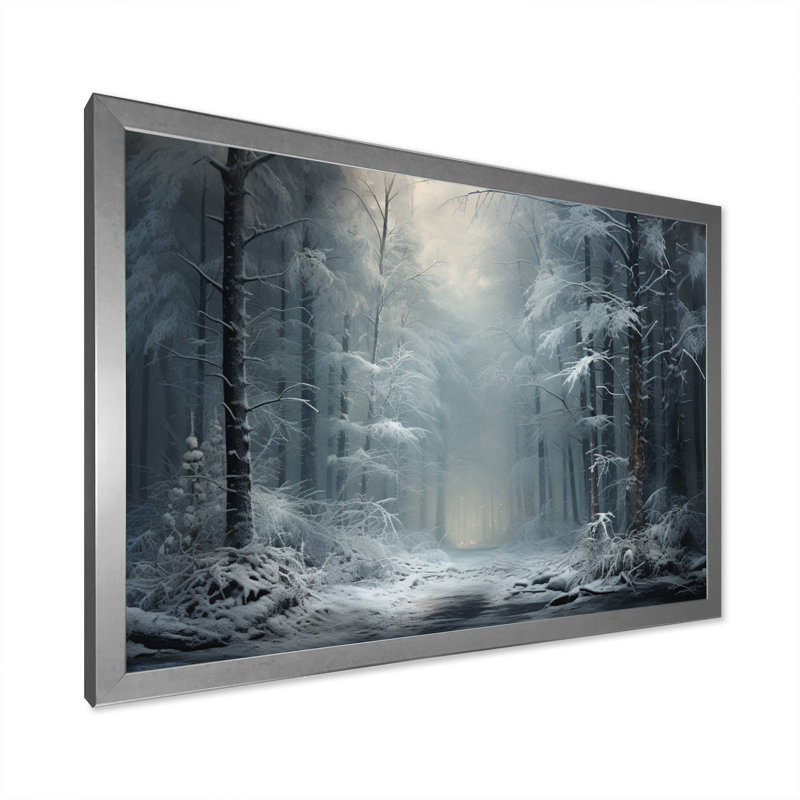 Winter Silent Woods IV, reproduction d'art sur toile, H 34 po x l 44 po x P 1,5 po, Cadre simple argenté