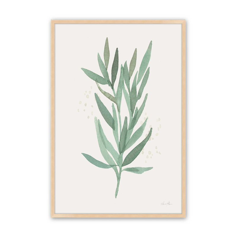 Imprimé «Green Leaf Impressions II», Cadre ouvert en érable brut, H 37 po x l 25 po