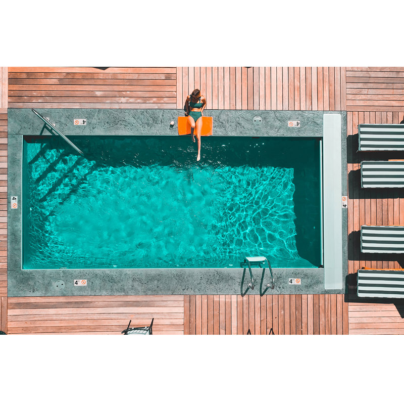 At The Pool - Print on Plastic / Acrylic, Black Frame, 90cm H x 135cm W x 10cm D