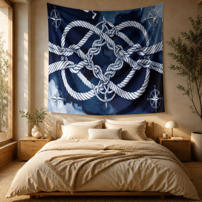 Nautical Navy blue and white Wall Tapestry