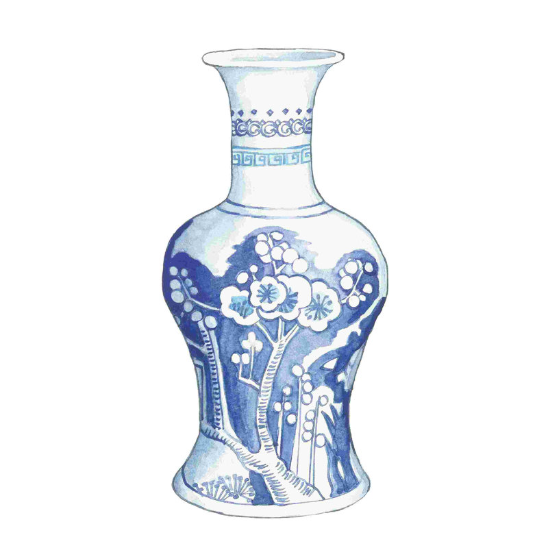 Ginger Jar III sur blanc - peinture sur toile tendue, H 12 po x l 12 po, Non, Wrapped Canvas