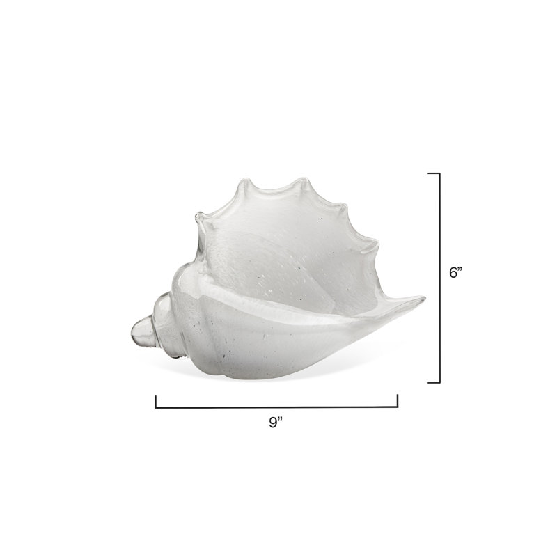 Triton Shell in Steel Blown Glass, White