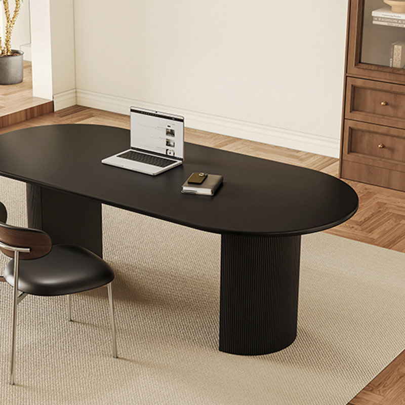 Table de salle à manger ovale noir mat, H 29,52 po x L 62,99 po x l 31,49 po 