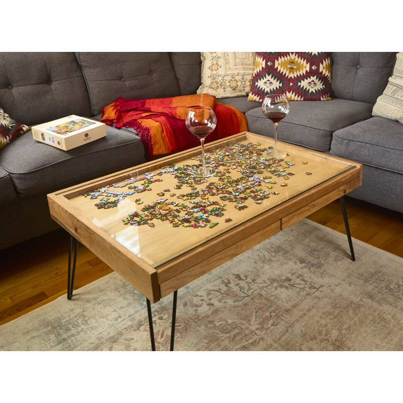 Table à énigmes avec plateau amovible en verre Arnsten
