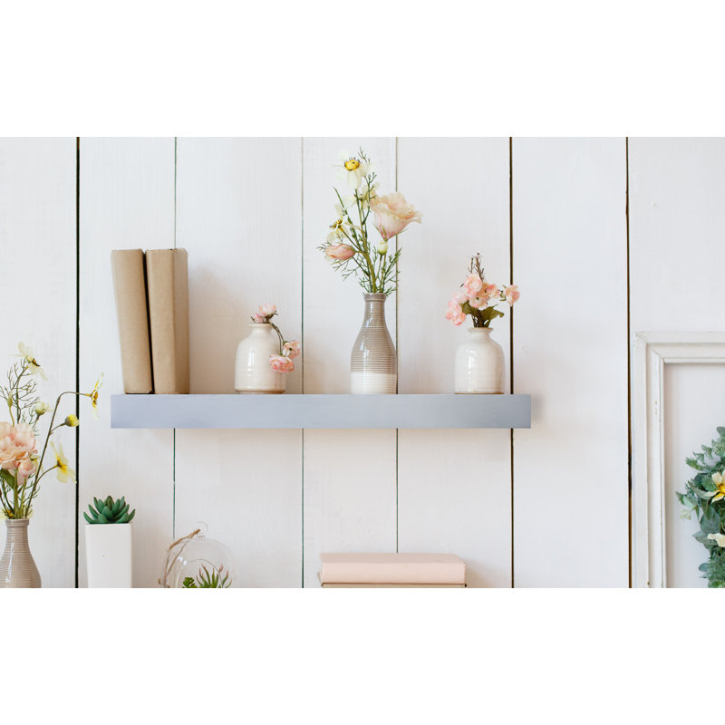 Avyay Oak Floating Shelf, Gray, 4" H x 24" W x 5" D